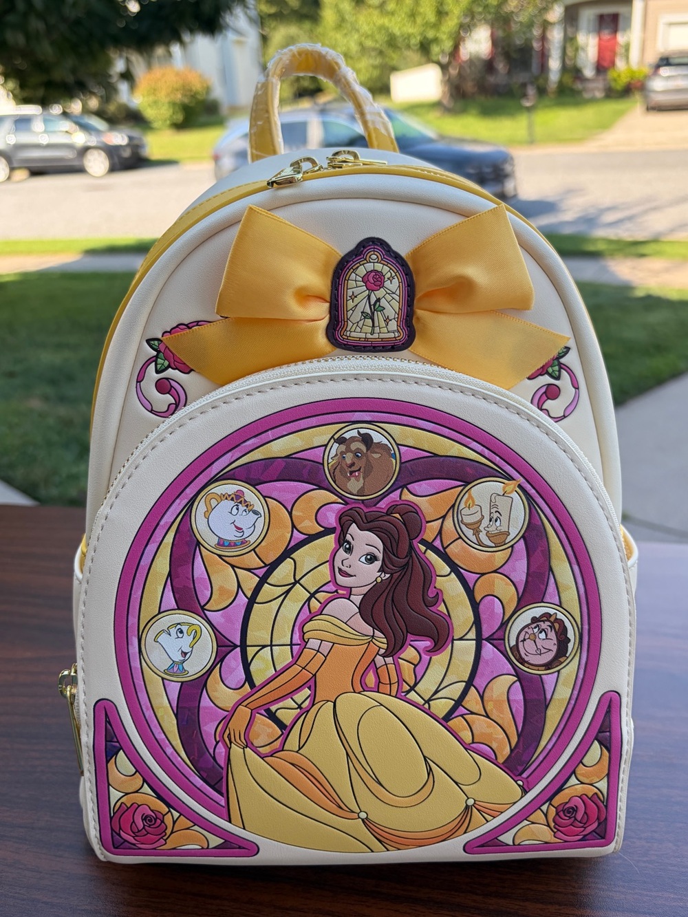 Loungefly Disney Beauty and the Beast Belle Stained Glass Mini Backpack NWT
